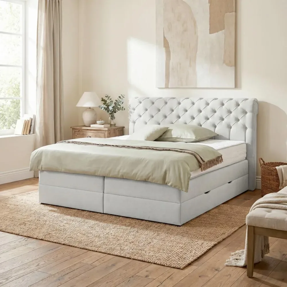 Boxspringbett Belano Hellgrau Ca. 160x200cm 160/200 cm Hellgrau 