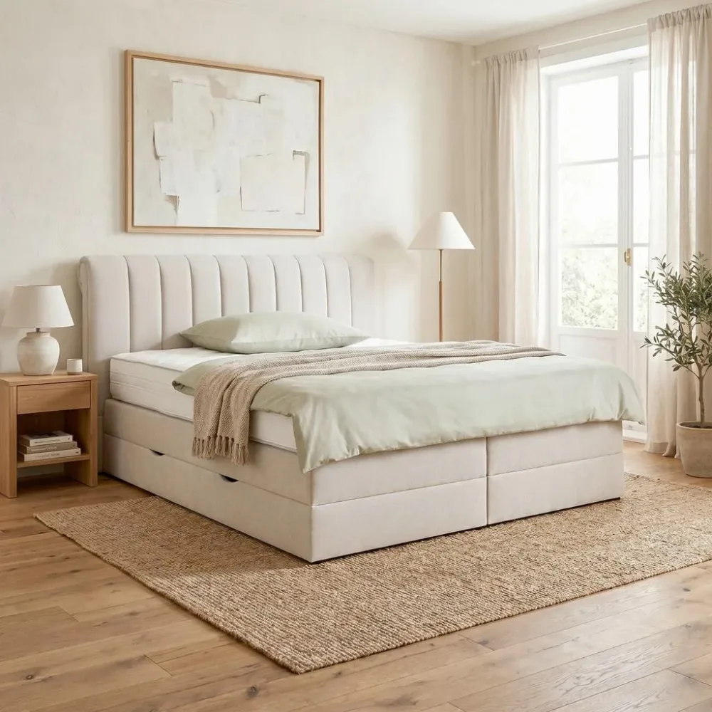 Boxspringbett Belano Creme Ca. 160x200cm 160/200 cm Creme 