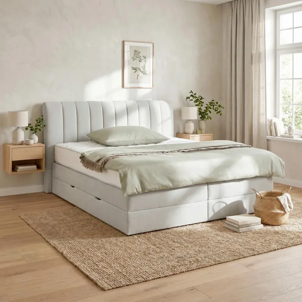 Boxspringbett Belano Hellgrau Ca. 180x200cm 180/200 cm Hellgrau 