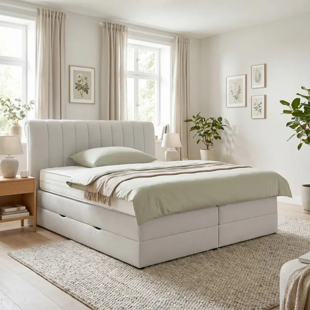 Boxspringbett Belano Grau Ca. 200x200cm 200/200 cm Grau 