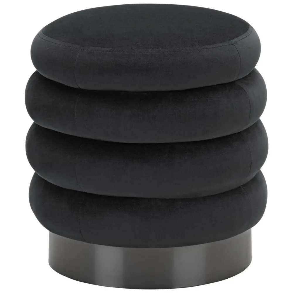 Hocker In Schwarz Schwarz, Dunkelgrau Metall, Textil 