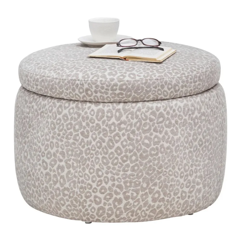 Hocker Baca -Trend- Beige Holz, Textil 