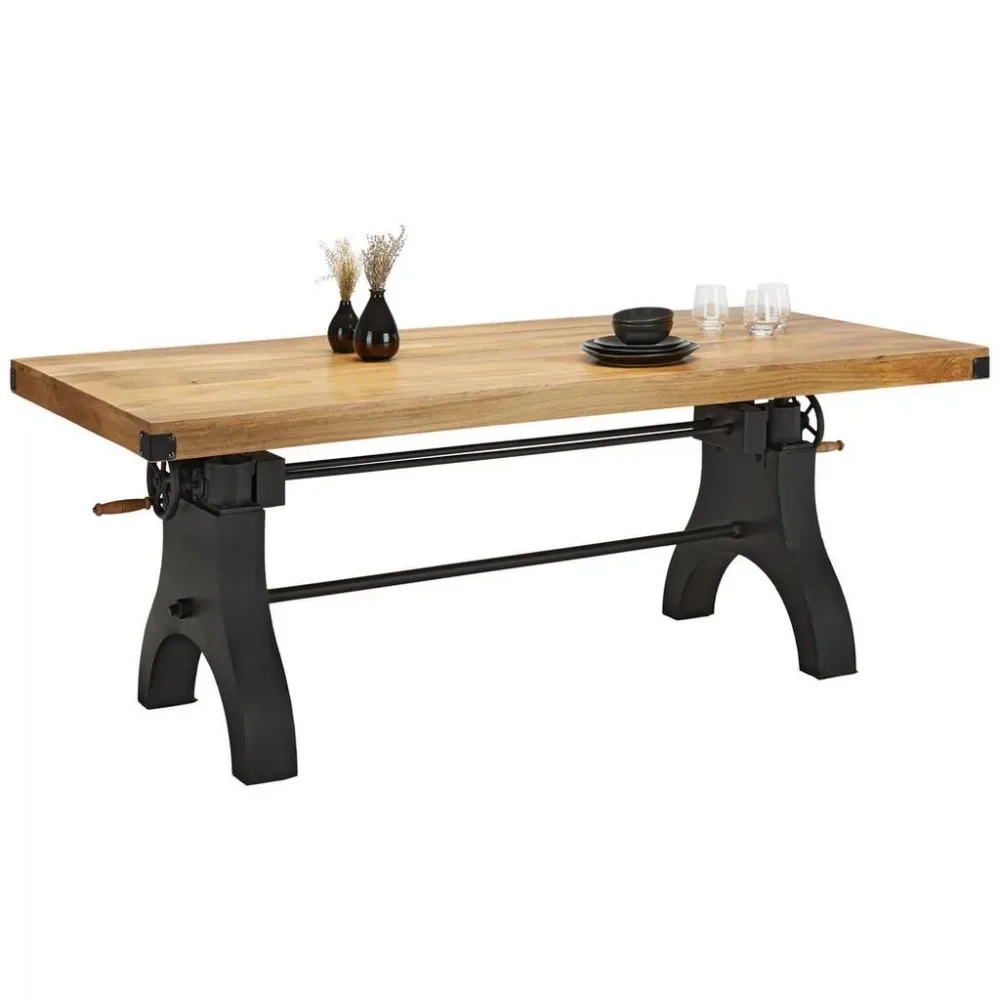 Esstisch Aus Mangoholz Massiv Holz, Metall 200/90/76 cm 