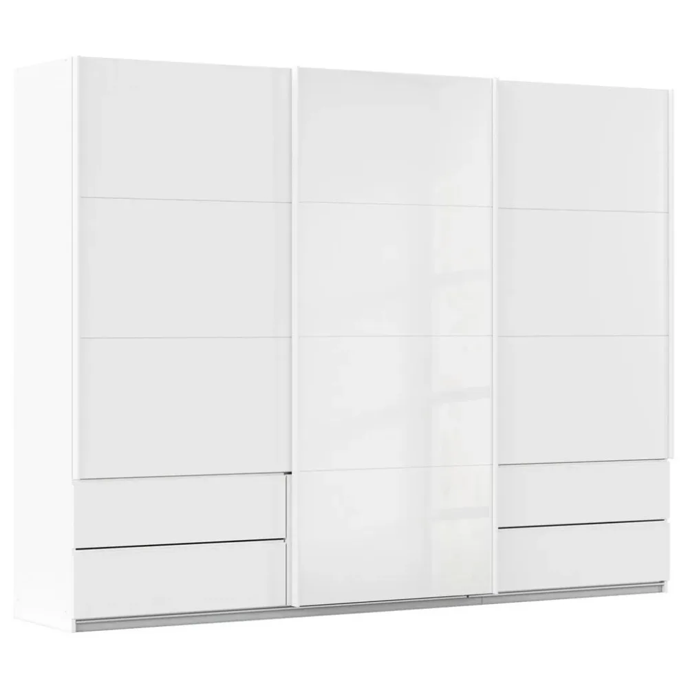 Schwebetürenschrank Elara In Alpinweiss/weissglas 271/210/62 cm Weiss 