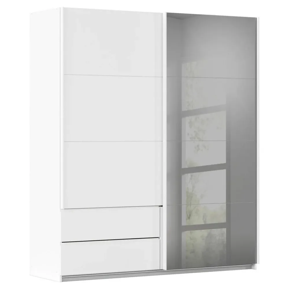 Schwebetürenschrank Elara In Weiss 181/210/62 cm Grau, Weiss 