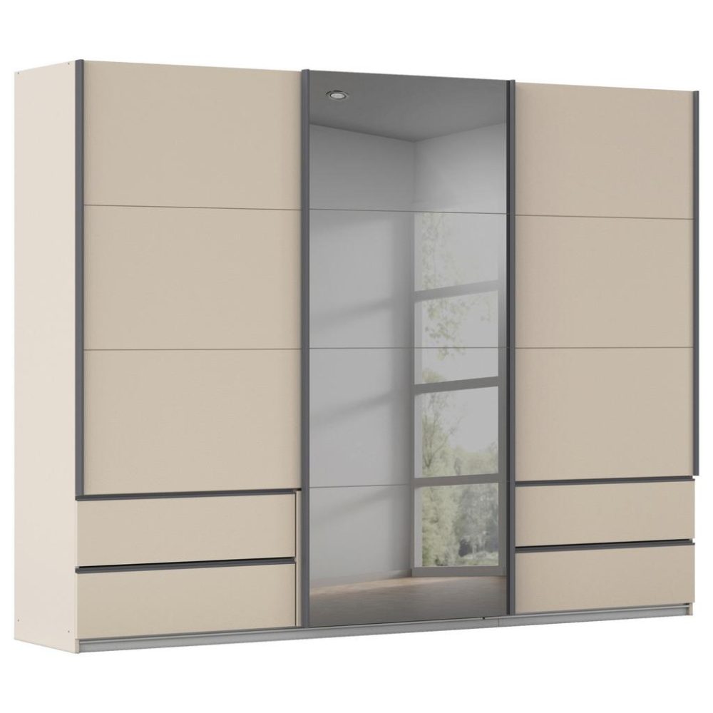 Schwebetürenschrank Elara Weiss/champagnerfarben 271/210/62 cm Grau, Champagner 