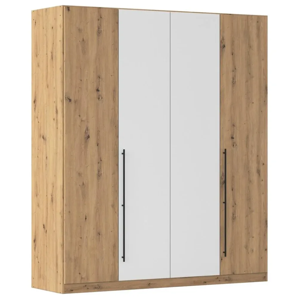 Kleiderschrank Safari B: 181 Cm Weiss, Eiche Artisan 