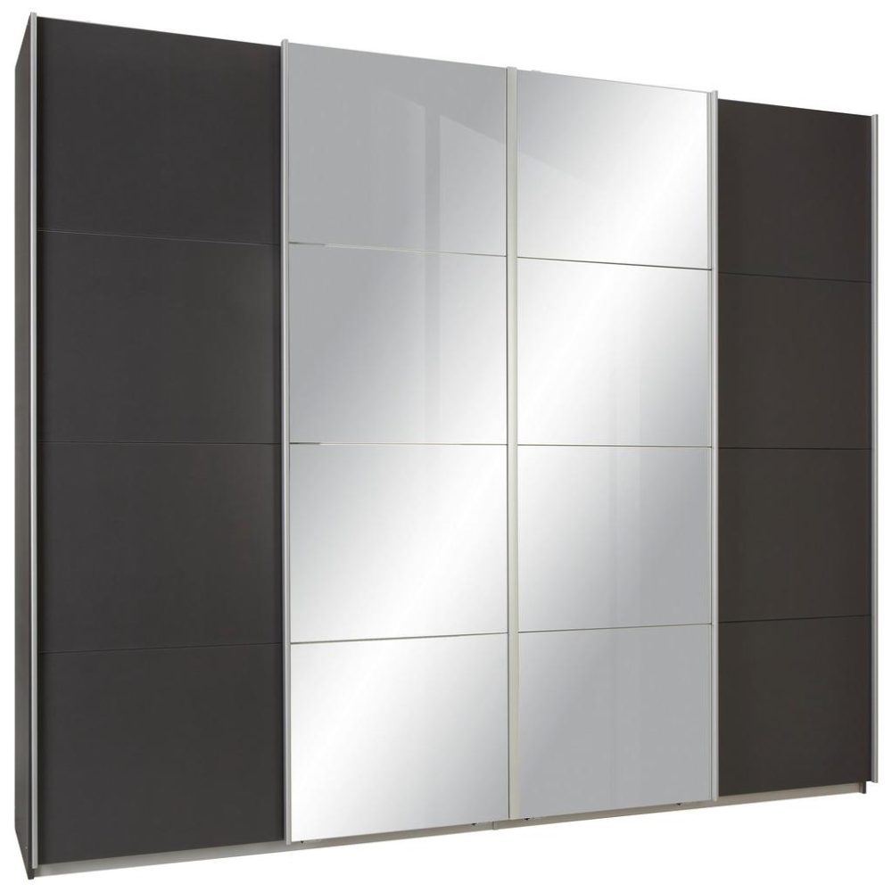 Schwebetürenschrank In Grau Mit Spiegel 270/230/62 cm Dunkelgrau 