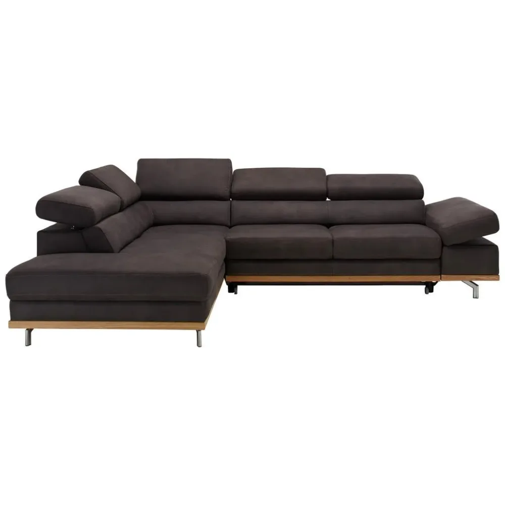 Ecksofa In Dunkelgrau Mit Bettfunktion Struktur Platinfarben 
