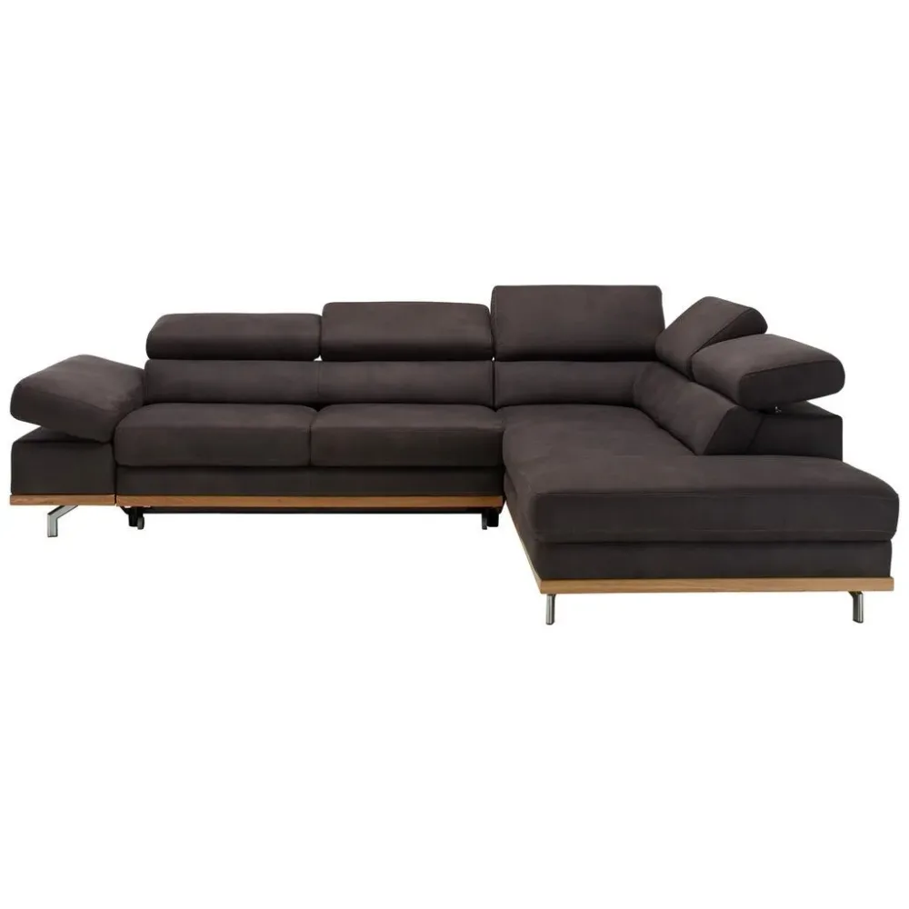Ecksofa In Dunkelgrau Mit Bettfunktion Struktur Platinfarben 