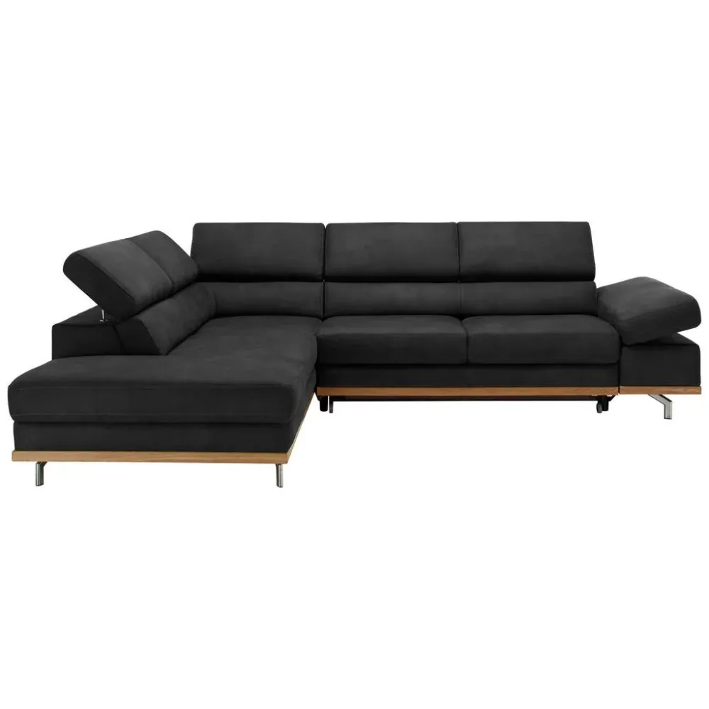 Wohnlandschaft Carmen In Schwarz Mit Bettfunktion Struktur Schwarz 