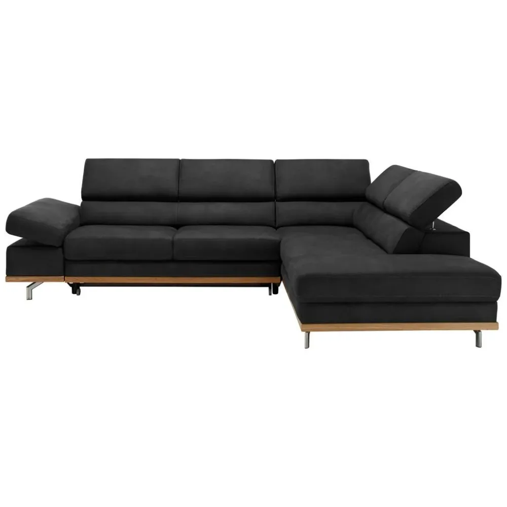 Wohnlandschaft Carmen In Schwarz Mit Bettfunktion Struktur Schwarz 