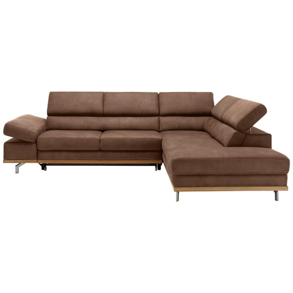 Wohnlandschaft Carmen In Braun Mit Bettfunktion Struktur Braun 
