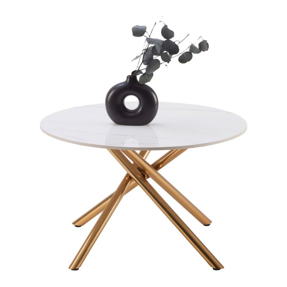 Couchtisch Marbella Weiss/goldfarben Metall, Keramik 70/70/44 cm 