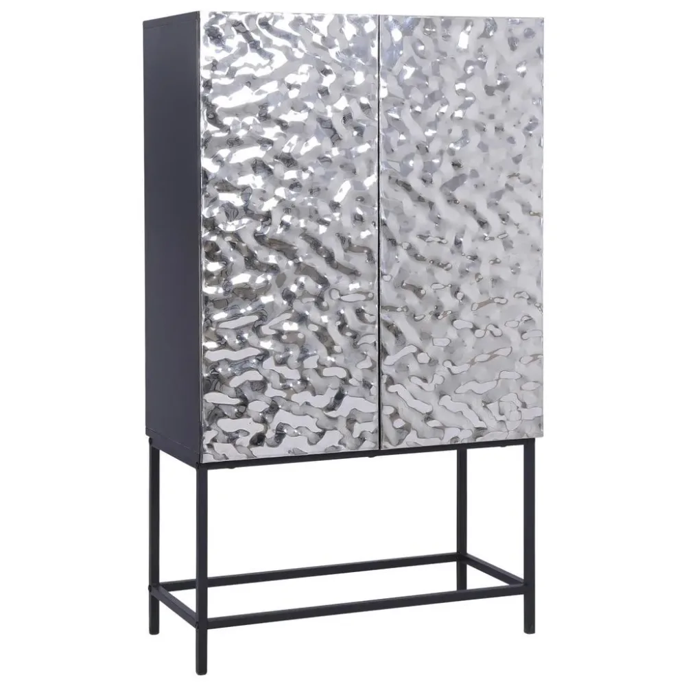 Highboard Marlene Schwarz/edelstahlfarben  80/140/40 cm 