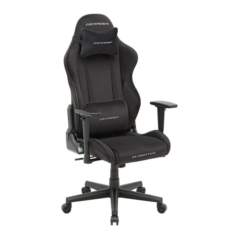 Gamingstuhl Gladiator Schwarz Fleece, Lederlook Schwarz 