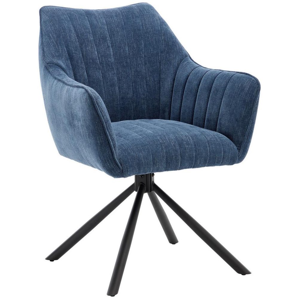 Armlehnstuhl Trient Blau  Sitzfläche 180° drehbar, automatische Rückholfunktion Chenille 