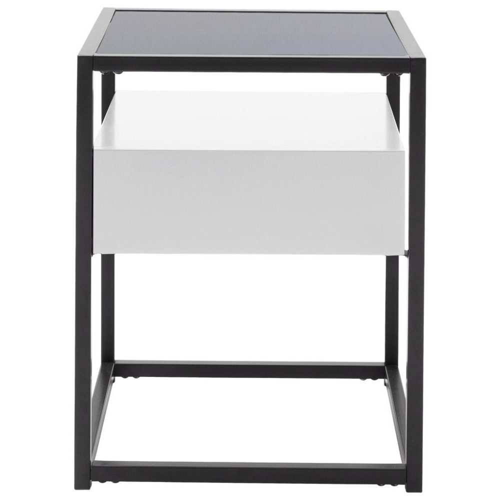 Beistelltisch In Schwarz/weiss Metall, Glas, Holzwerkstoff 
