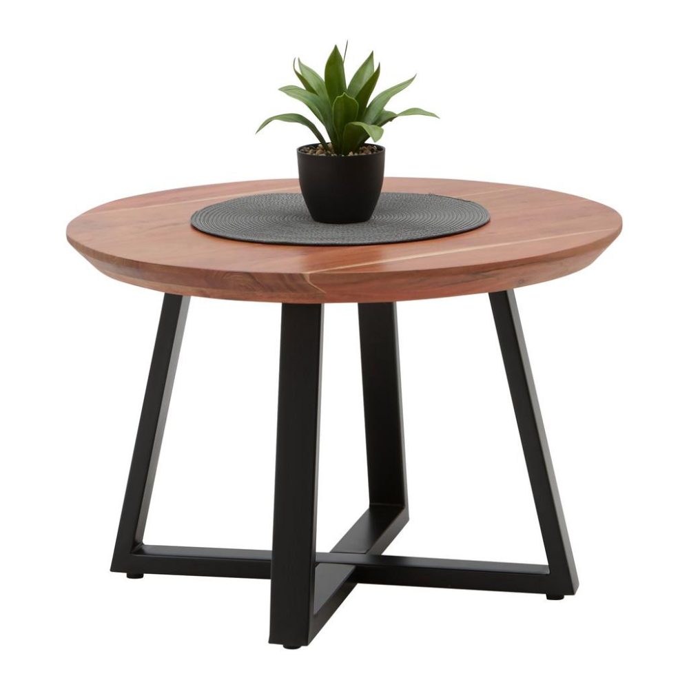 Couchtisch Safaga In Schwarz/natur Holz, Metall 70/70/45 cm 