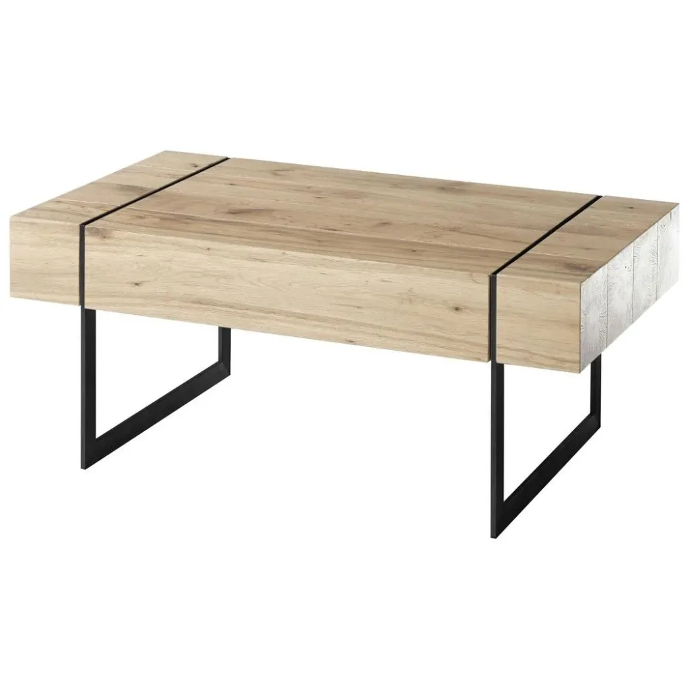 Couchtisch Paphos In Schwarz/eichefarben Metall, Holzwerkstoff 110/60/45 cm 
