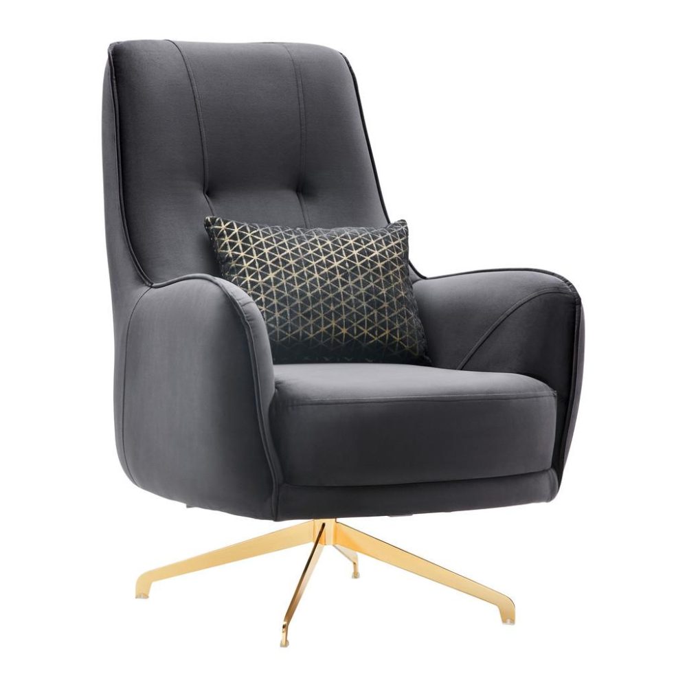 Sessel Aile In Schwarz/goldfarben Samt Schwarz 