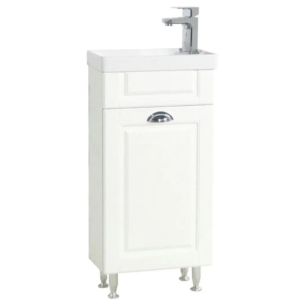 VCM - 2-tlg Badmöbel Set Gäste WC Gästebad Waschplatz Waschtisch klein schmal Landhaus Casalo M, 41cm, Weiss