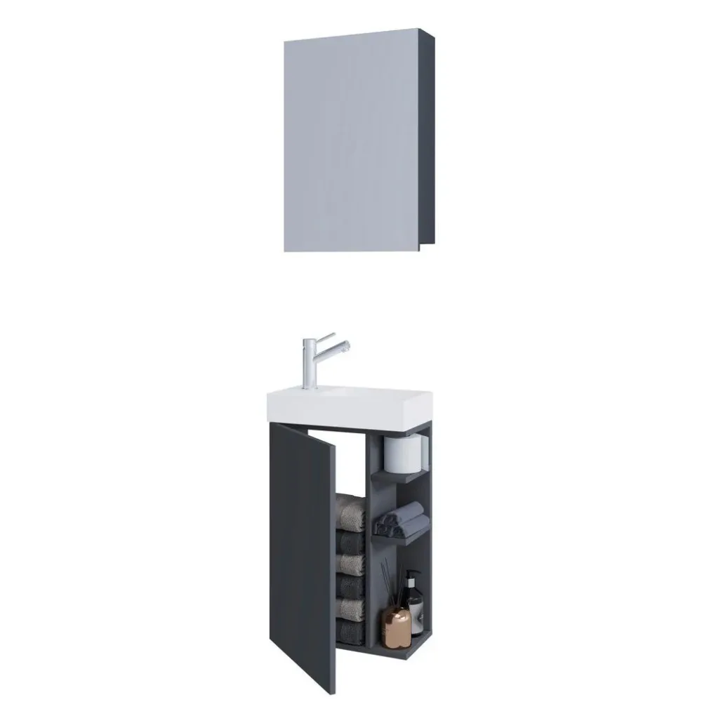 VCM - 3-tlg Badmöbel Set, One Size, Anthrazit