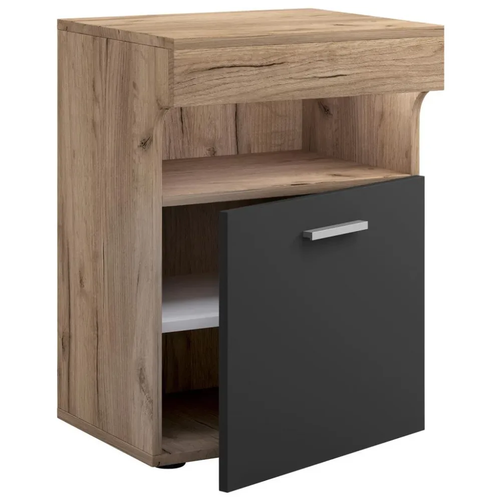 Nachttisch Slepal M 45/61/39 cm Anthrazit, Honigeiche 