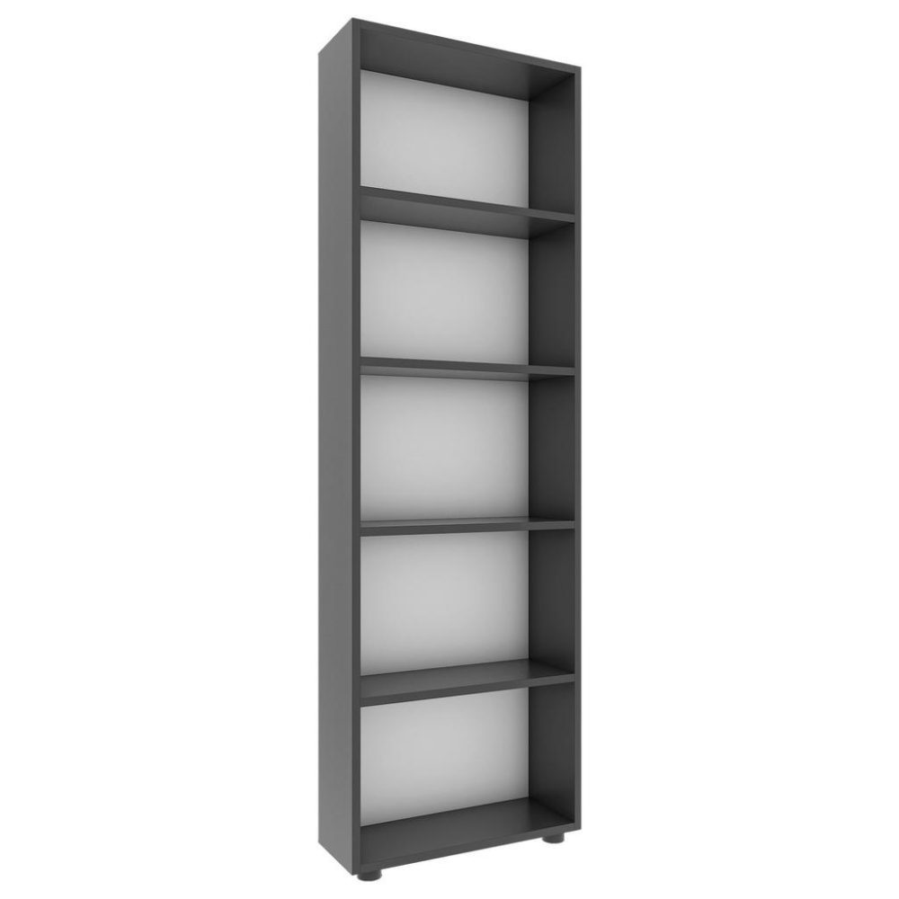 VCM - Holz Aufbewahrung Stand Regal Bücherregal Deko Bücher Standregal Bulas 5 Fächer, 56cm, Taubengrau