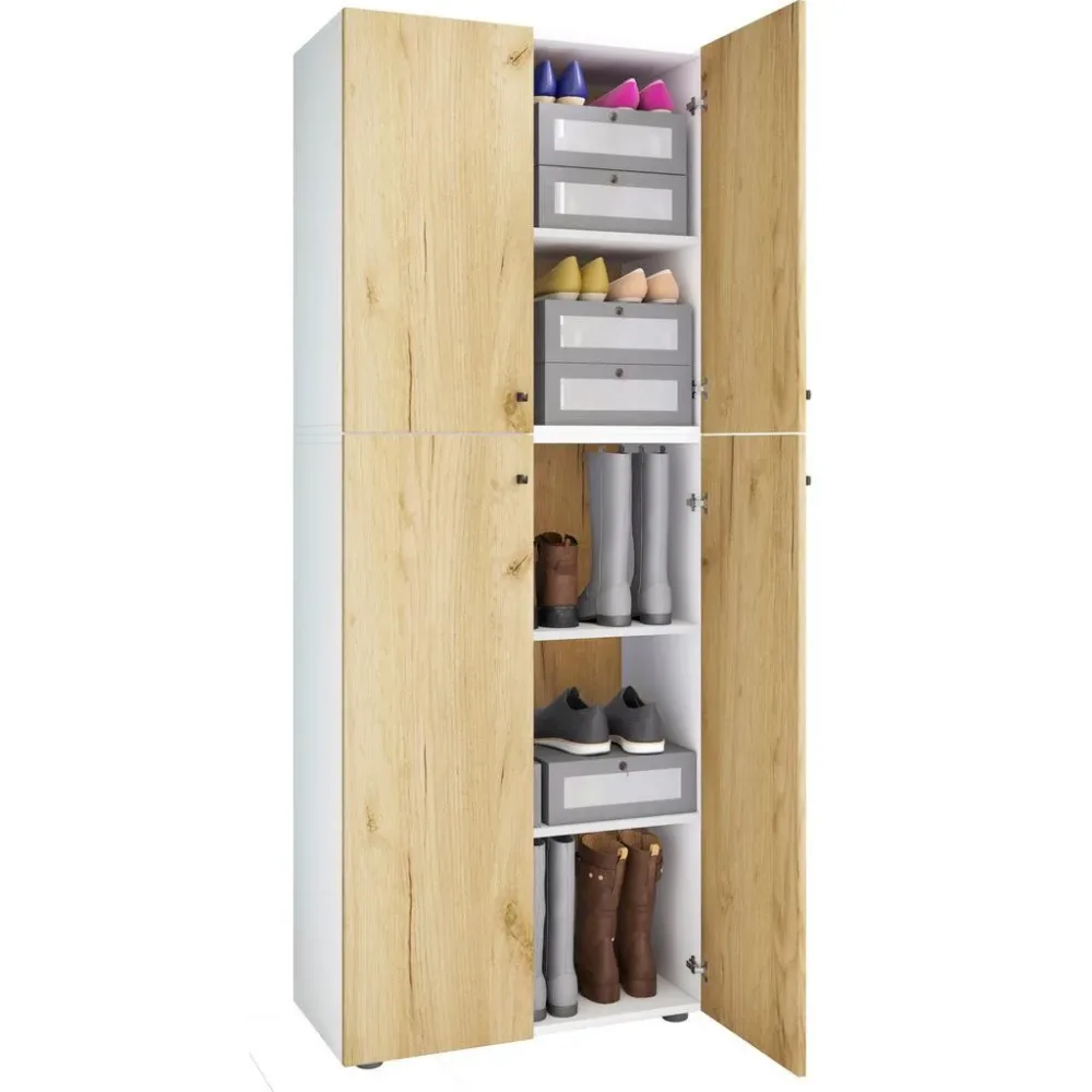 Kleiderschrank Lona Xxl 5 Dt Weiss, Honigeiche 