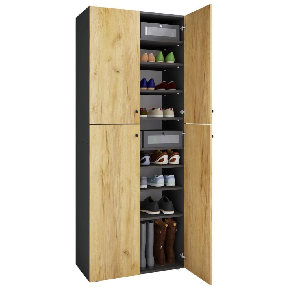 Kleiderschrank Lona Xxl 5 Dt Anthrazit, Honigeiche 