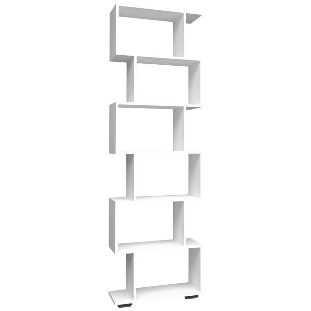VCM - Holz Raumteiler Stand Regal Bücherregal Deko Bücher 6 Fächer Standregal Palusa L, 60 cm, Weiss