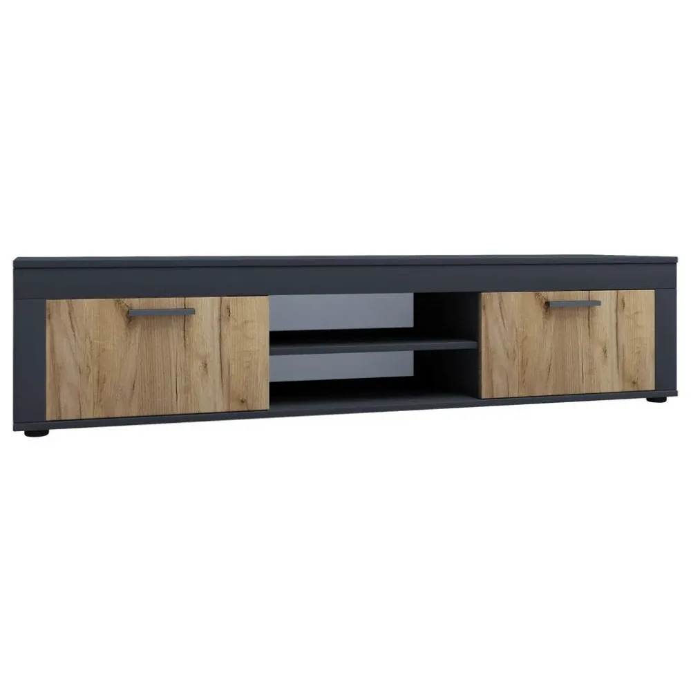 Lowboard Usilo Anthrazit, Honigeiche 