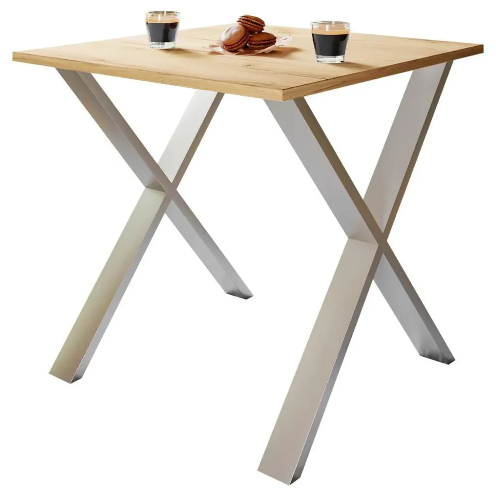 Schreibtisch Lona 80/80/76 cm Schwarz, Honigeiche 