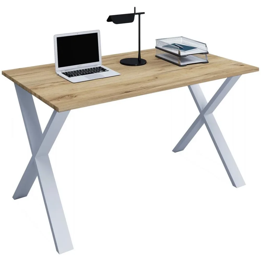Schreibtisch Lona 140/50/76 cm Silberfarben, Honigeiche 
