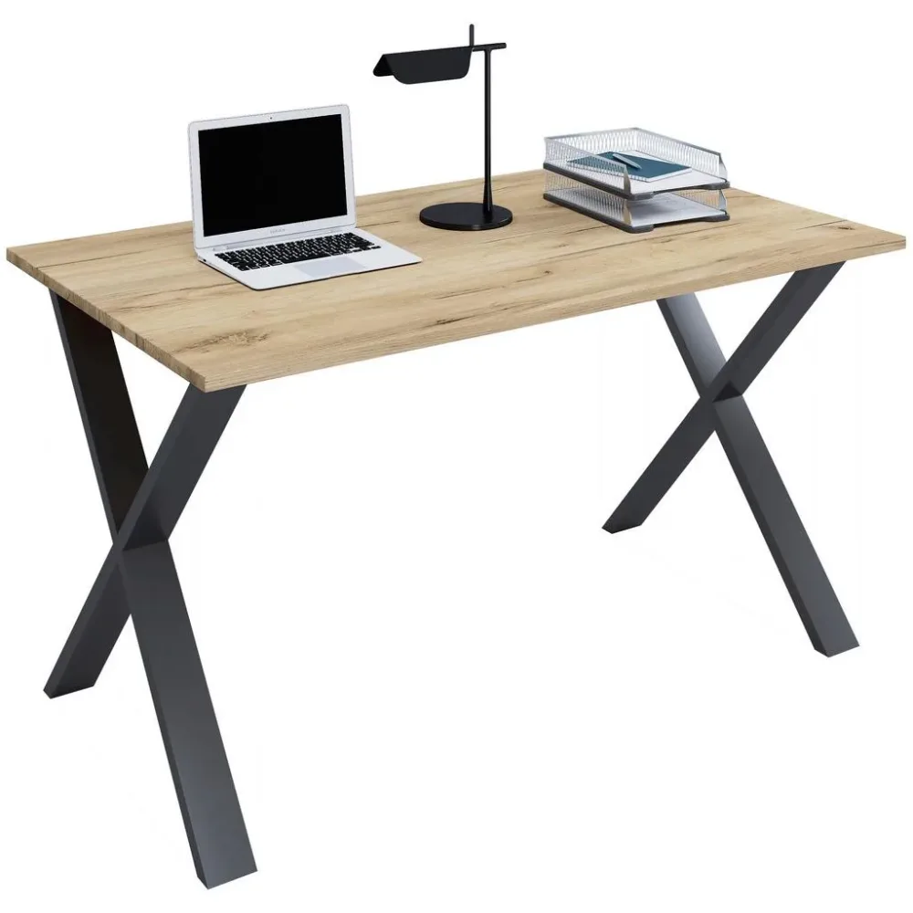 Schreibtisch Lona 140/80/76 cm Schwarz, Honigeiche 