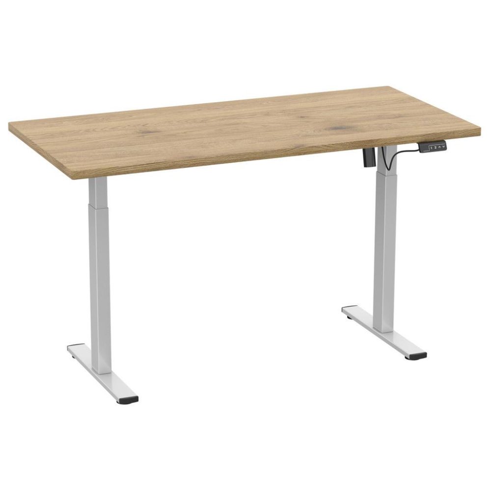 Schreibtisch E-Lona 160/80/71 cm Silberfarben, Honigeiche 