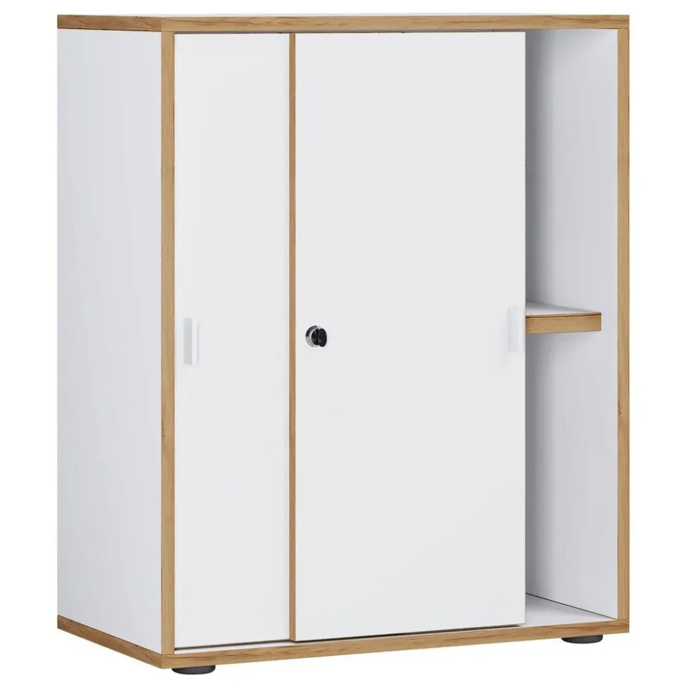 Aktenschrank Salia B60  Weiss, Honigeiche 