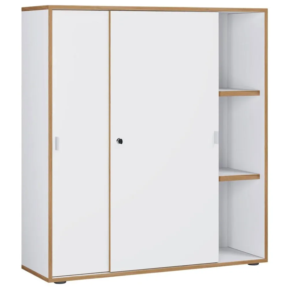 Aktenschrank Salia B100  Weiss, Honigeiche 
