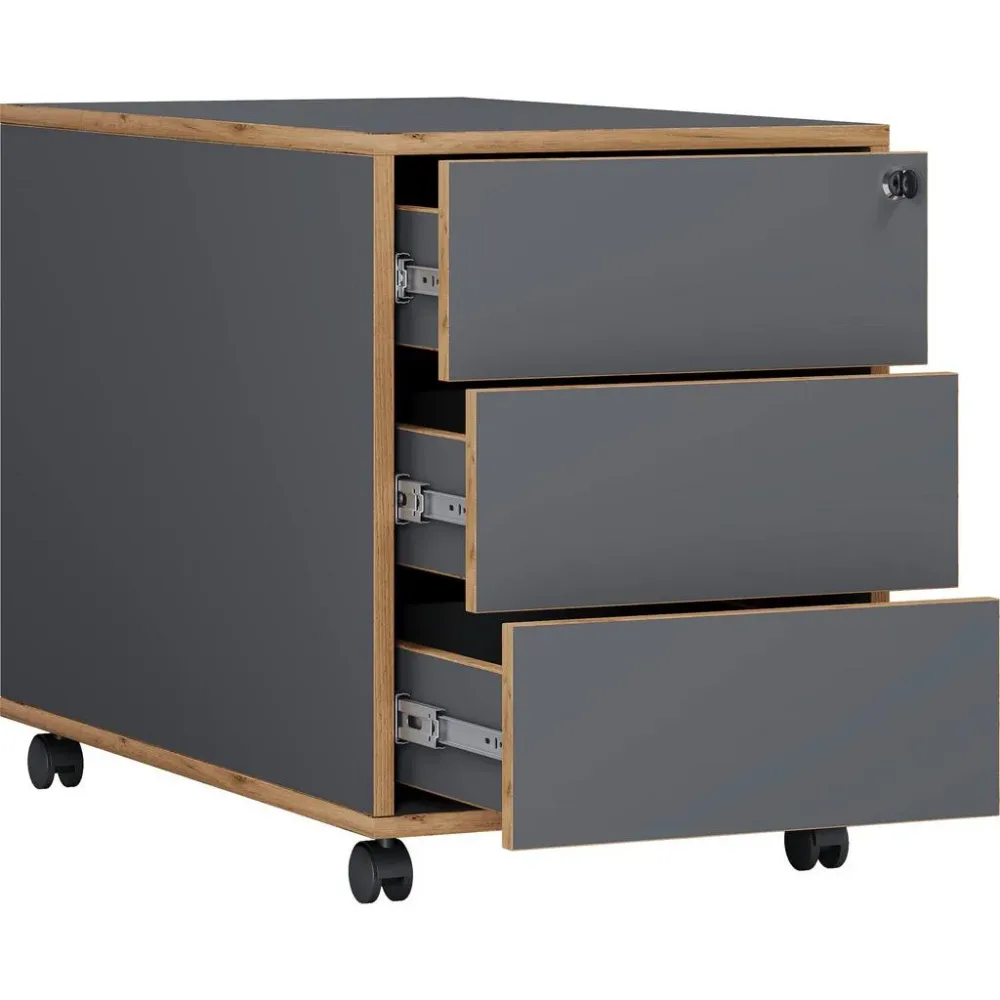 Rollcontainer Salia T70 Anthrazit/honigeiche 42/50/70 cm 