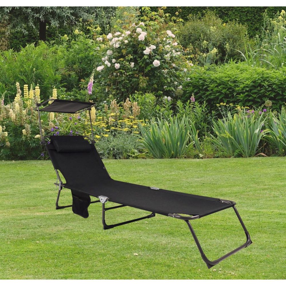 Gartenliege Bindox L Anthrazit, Schwarz 
