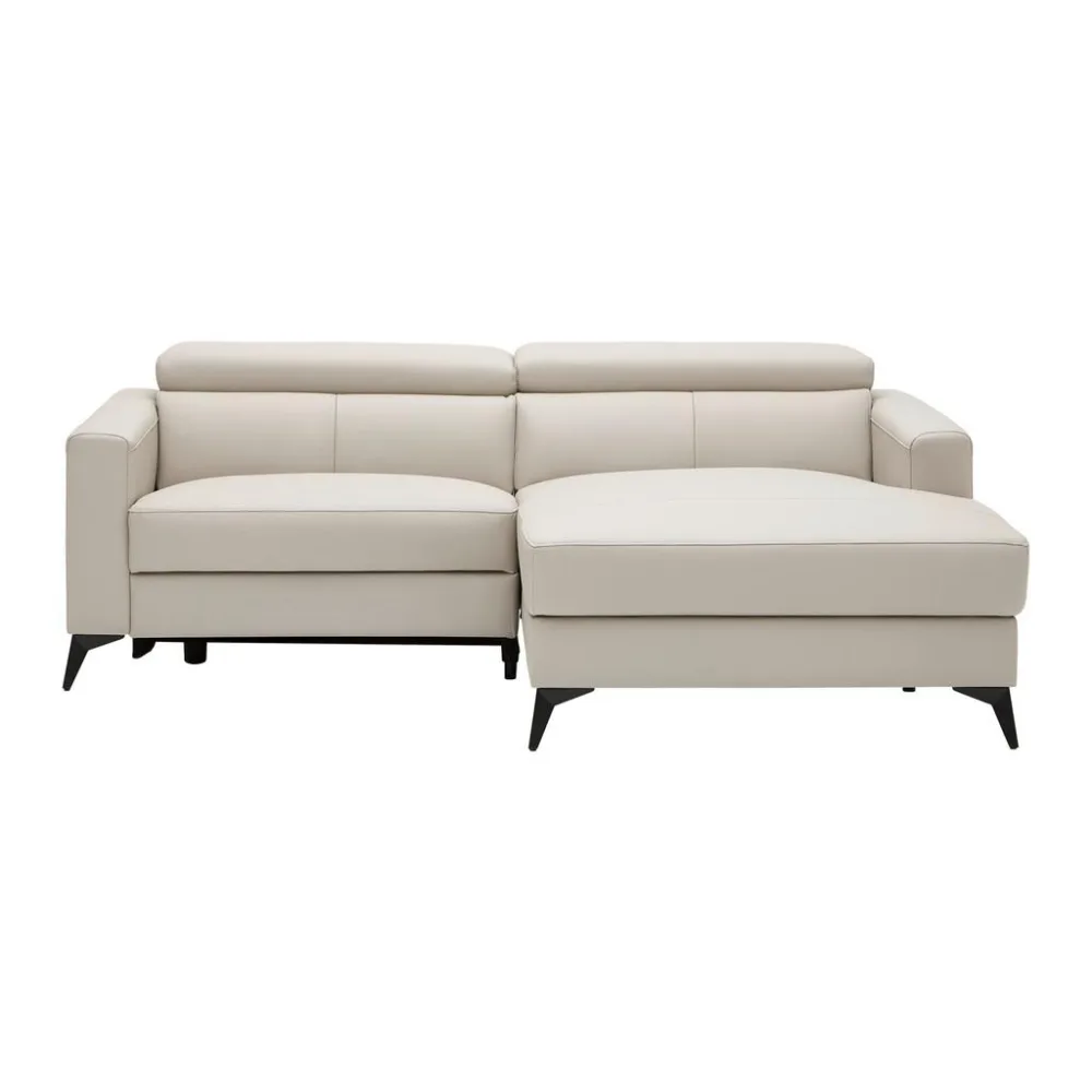 Ecksofa Bari Beige Lederlook Echtleder Beige 
