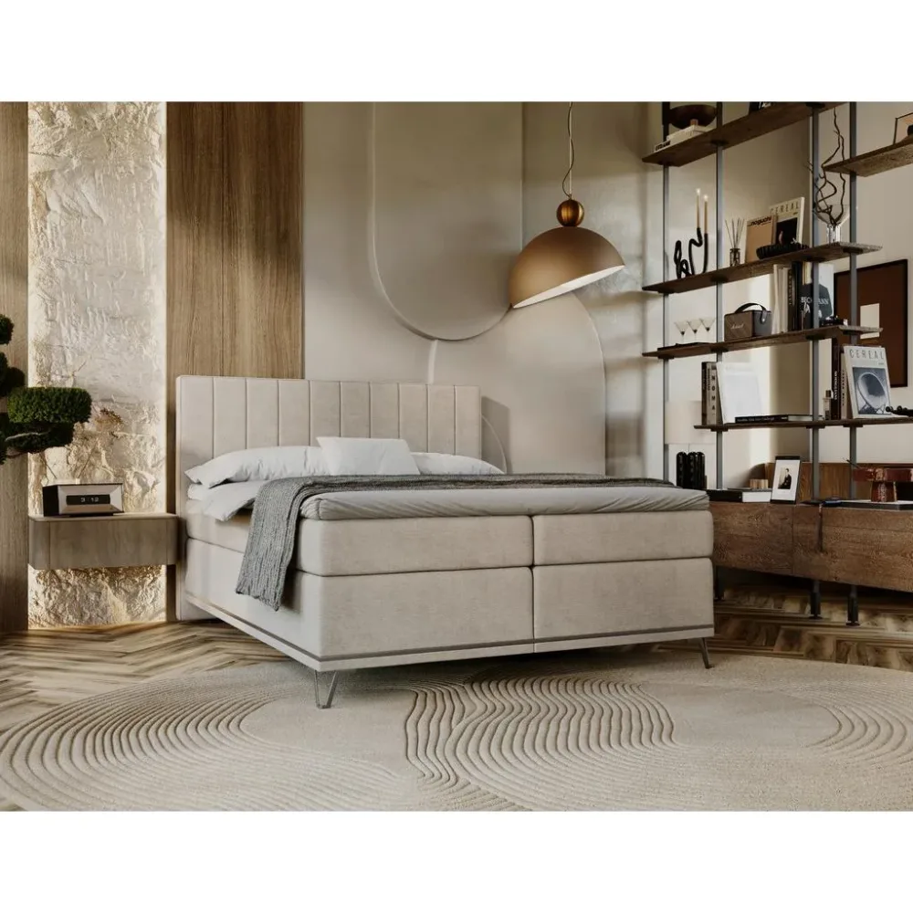 Boxspringbett Cromo Beige Ca. 200x200cm 200/200 cm Beige 