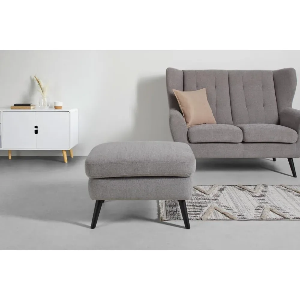 Hocker Helsinki In Grau/dunkelgrau Dunkelgrau Holz, Textil, Holzwerkstoff 