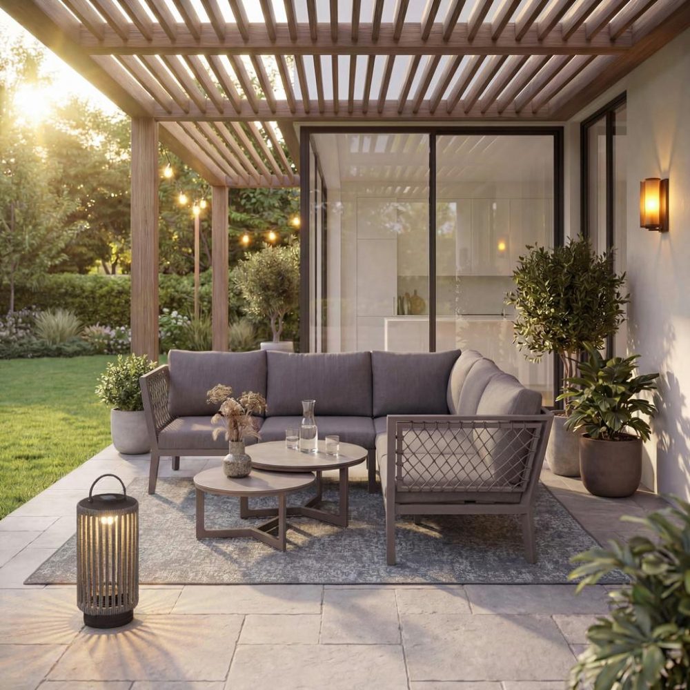 Gartenlounge Malou Dunkel Grau Textil/metall 4-teilig  218/68/76,5 cm 
