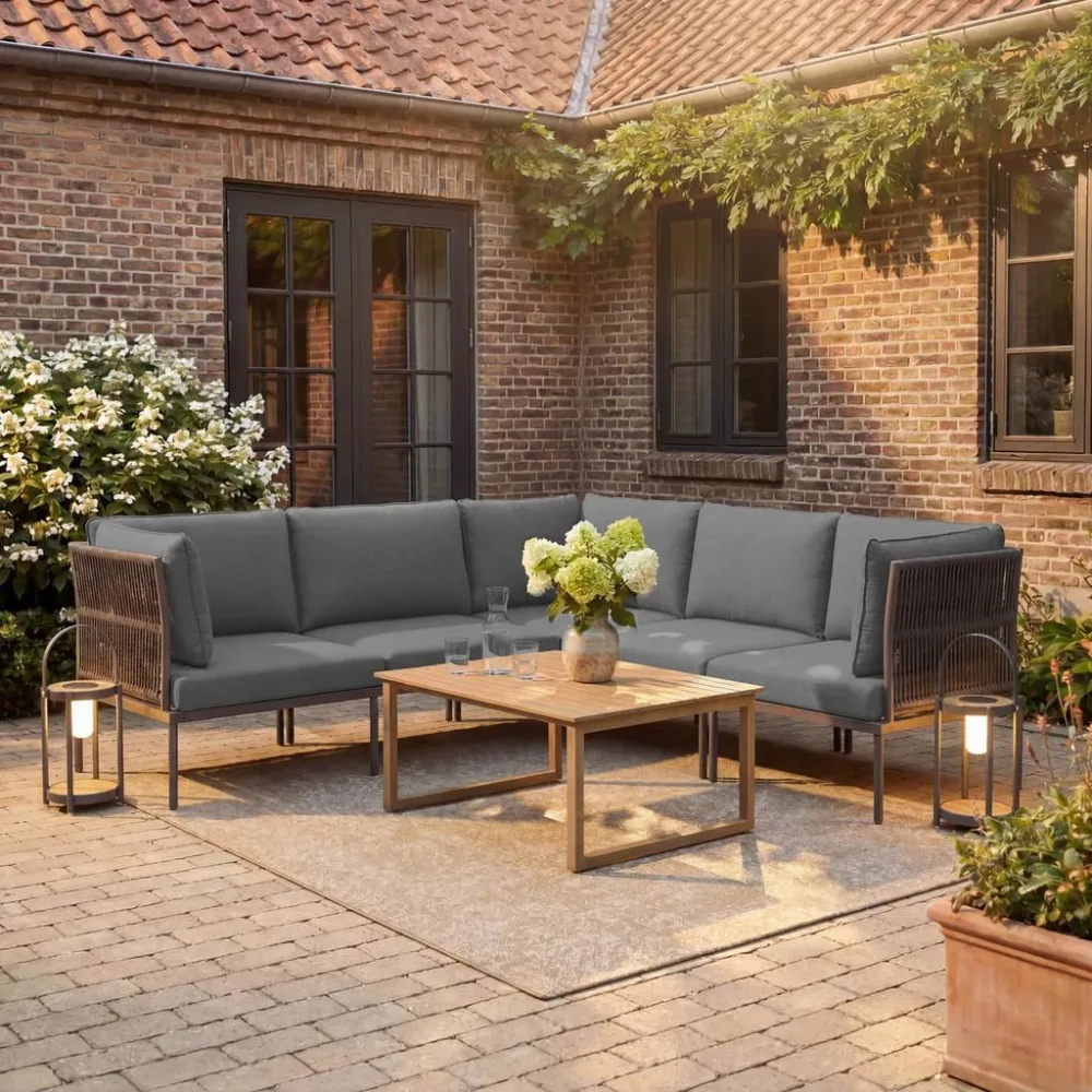 Gartenlounge Elora Hellgrau Textil/metall 3-teilig  223/75/74 cm 