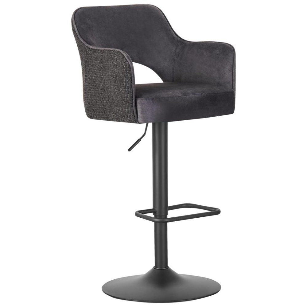 Barhocker Aria Schwarz Metall, Textil Schwarz 