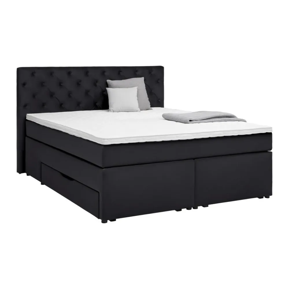 Boxspringbett Chester Schwarz Ca. 160x200cm 160/200 cm Schwarz 