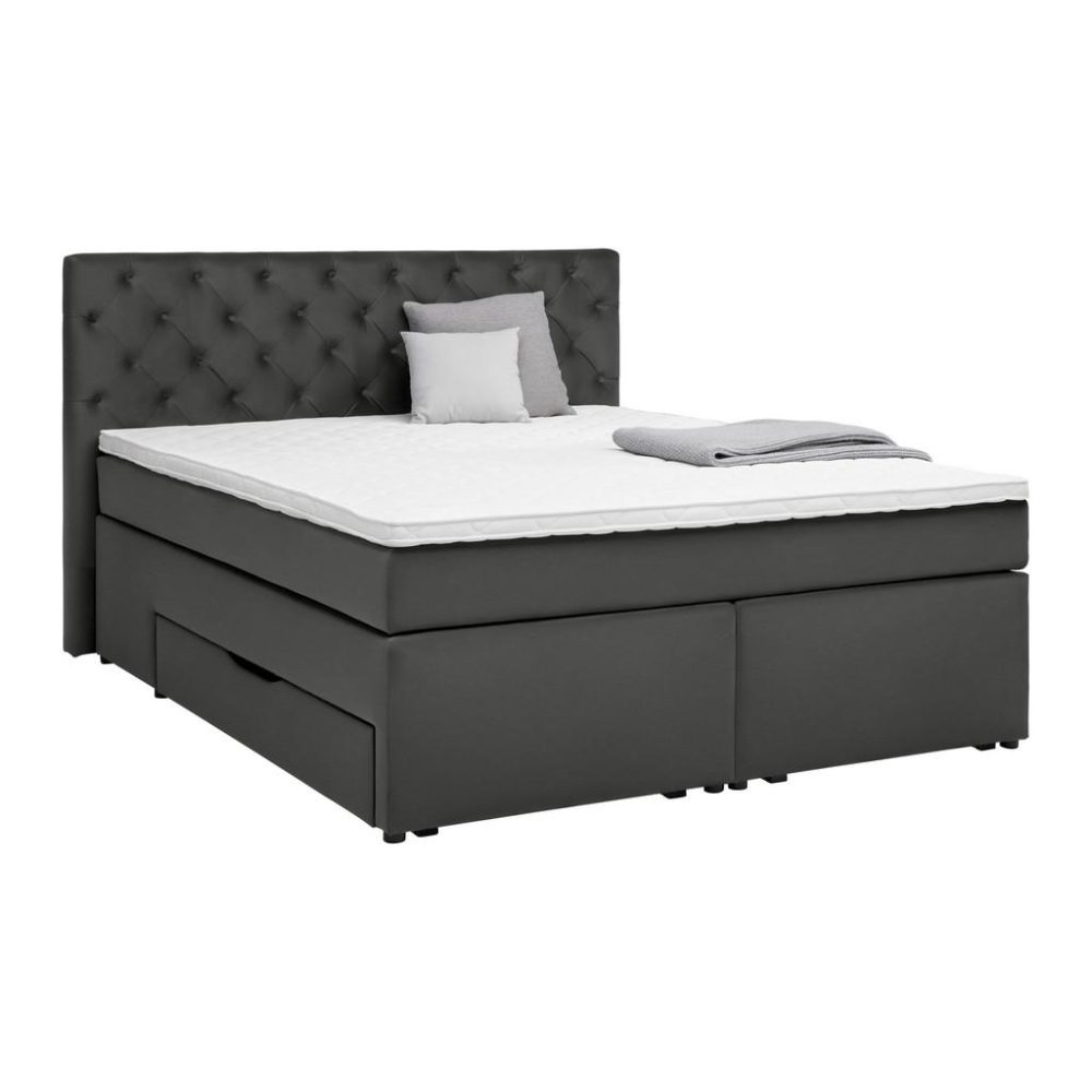Boxspringbett Chester Graphitfarben Ca. 160x200cm 160/200 cm Graphitfarben 