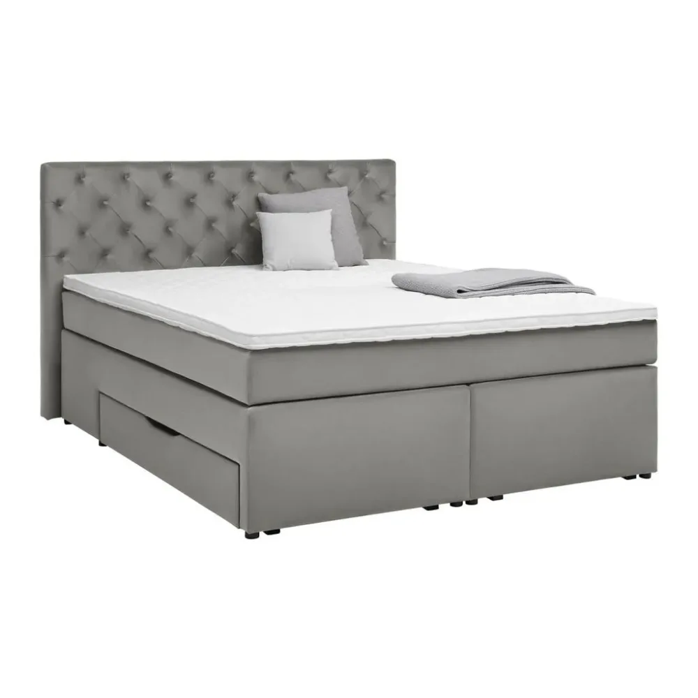 Boxspringbett Chester Grau Ca. 160x200cm 160/200 cm Grau 